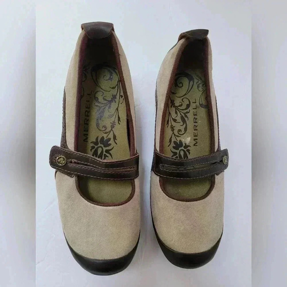 Merrell Plaza Bandeau Dark Taupe Mary Jane Suede Sandals Size 7 - Picture 2 of 5